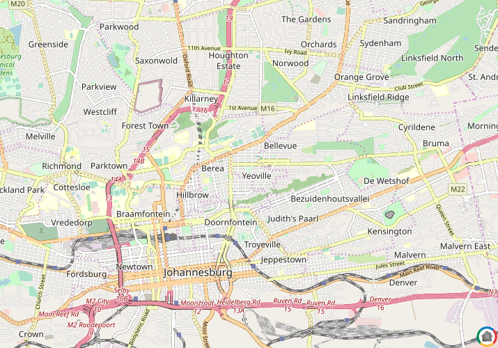Map location of Yeoville